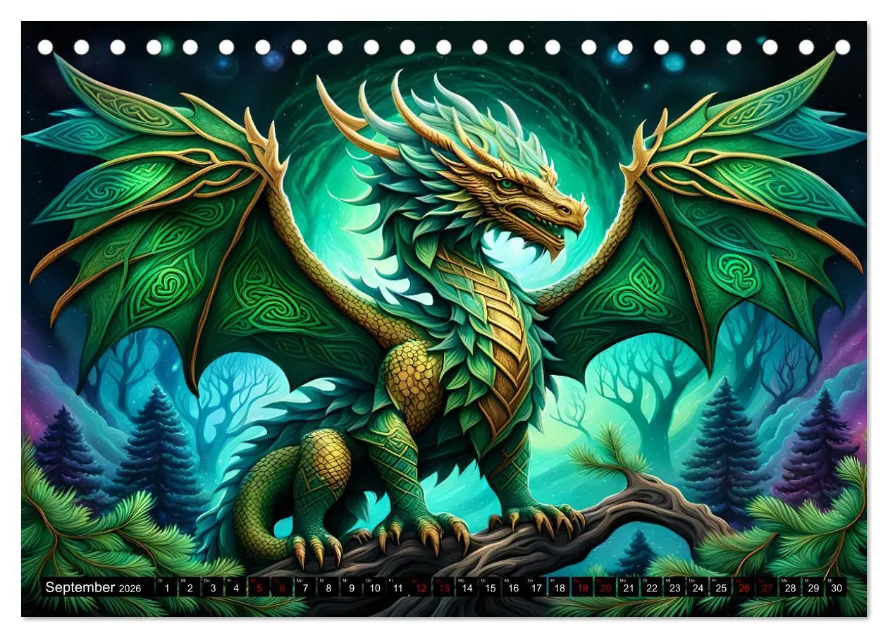 Bild: 9783457309780 | Drachen - Mystische Wesen (Tischkalender 2026 DIN A5 quer),...