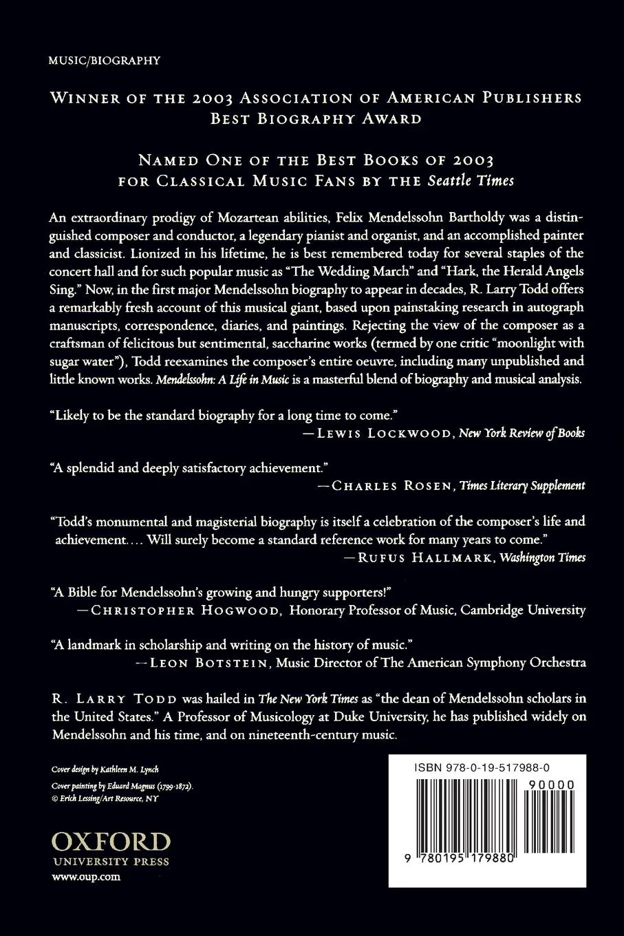 Rückseite: 9780195179880 | Mendelssohn | A Life in Music | R. Larry Todd | Taschenbuch | Buch