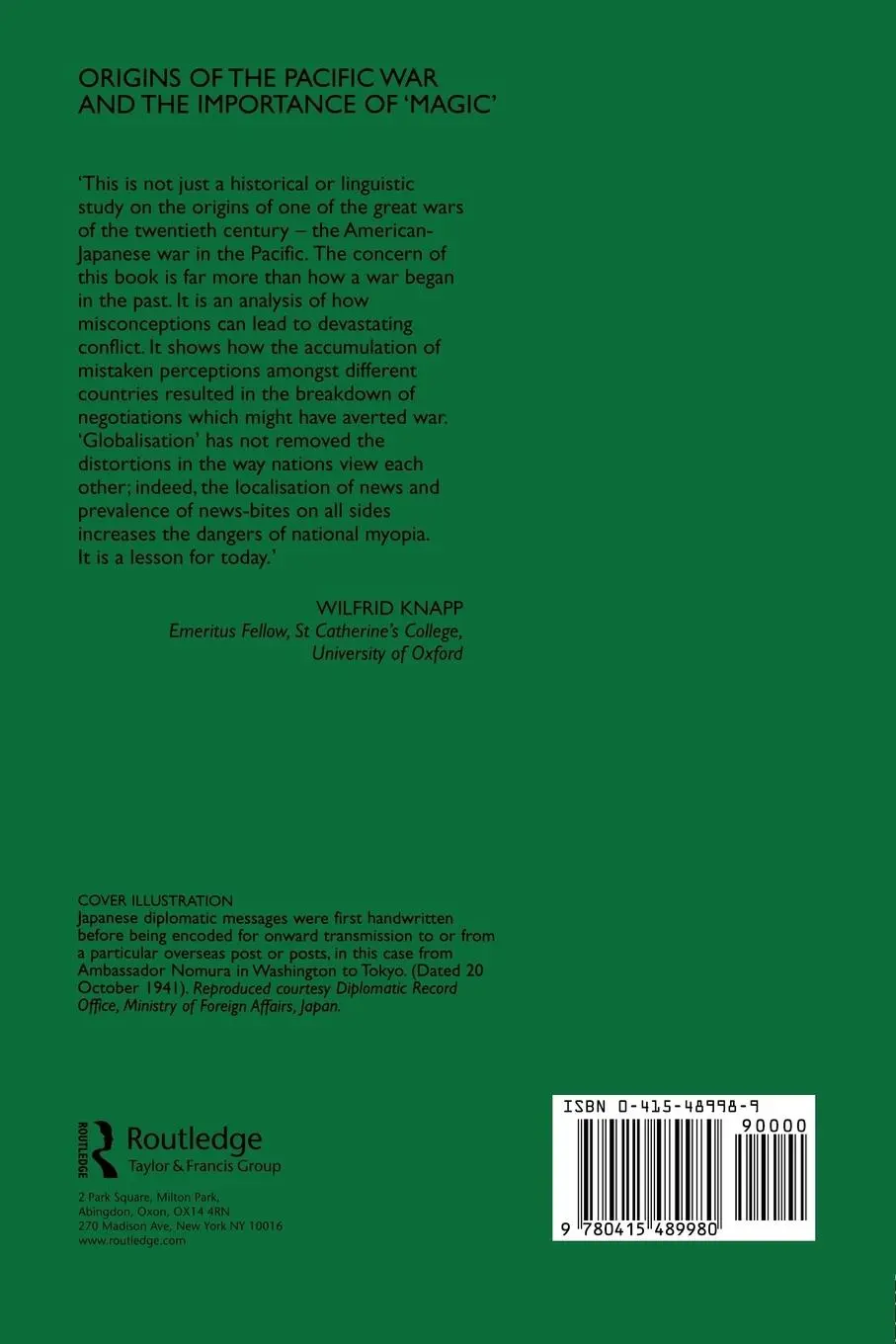 Rückseite: 9780415489980 | Origins of the Pacific War and the Importance of 'Magic' | Komatsu
