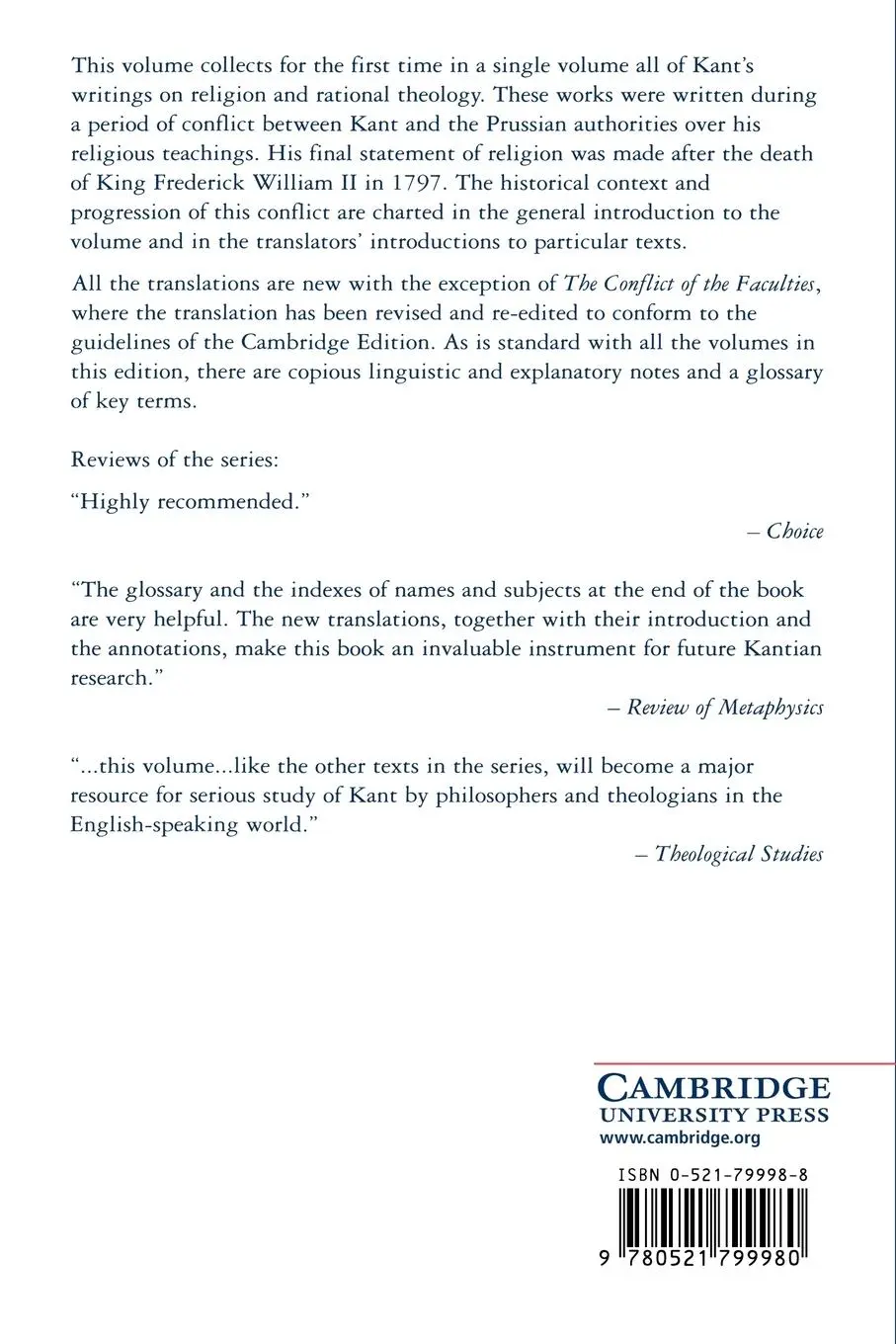 Rückseite: 9780521799980 | Religion and Rational Theology | Immanuel Kant | Taschenbuch | 2001