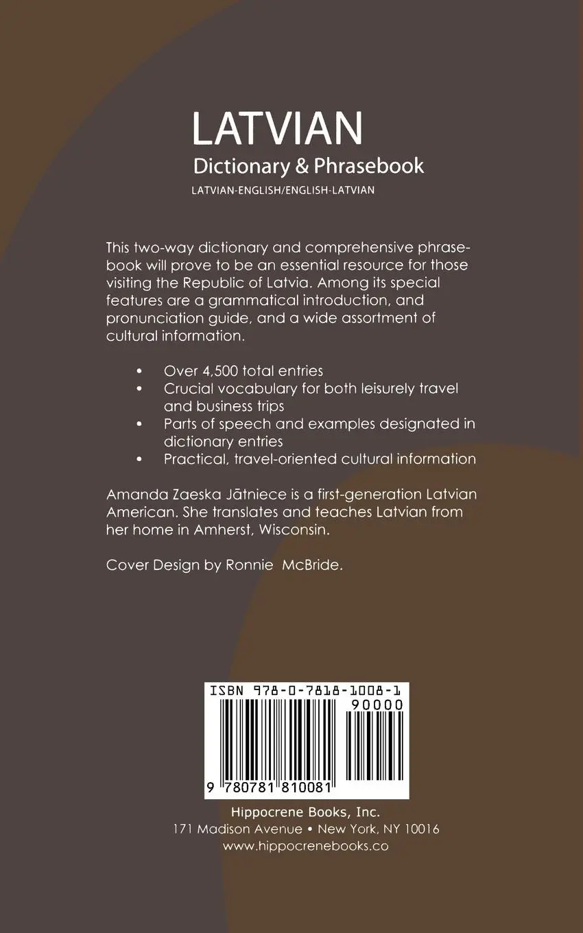 Rückseite: 9780781810081 | Latvian-English/English-Latvian Dictionary &amp; Phrasebook | Jatniece