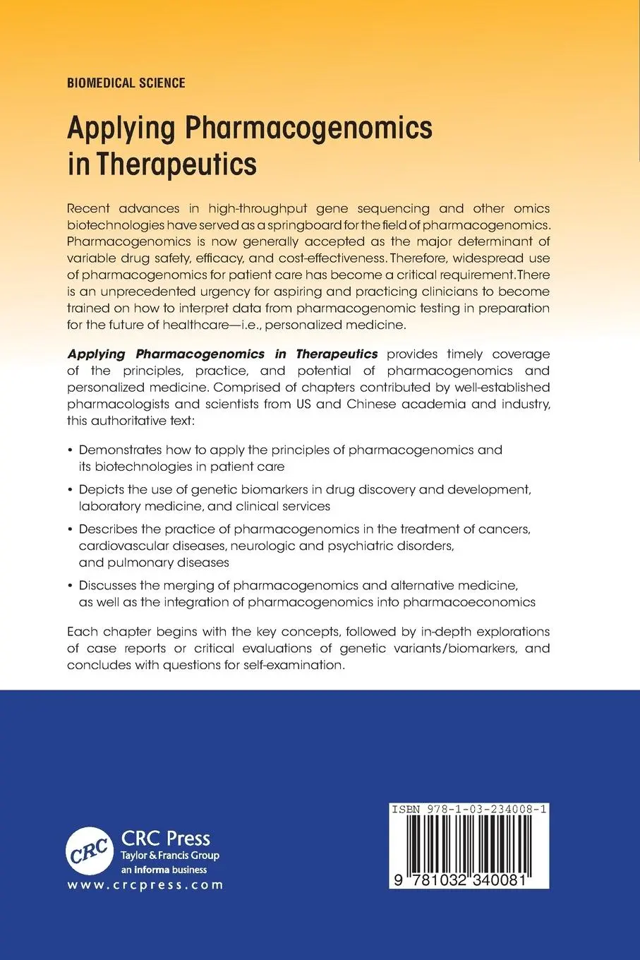 Rückseite: 9781032340081 | Applying Pharmacogenomics in Therapeutics | Xiaodong Feng (u. a.)