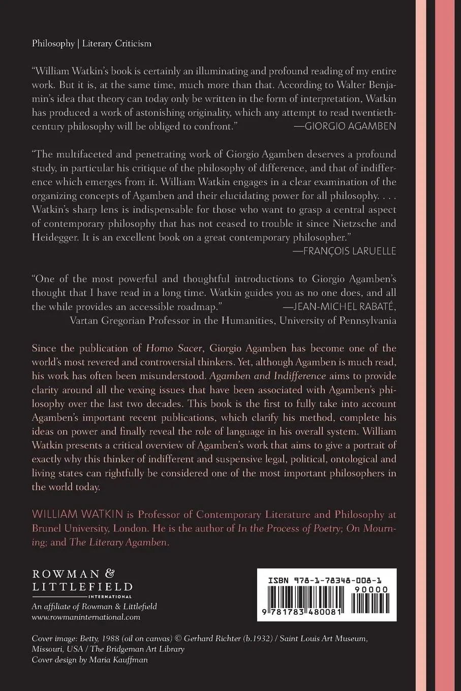 Rückseite: 9781783480081 | Agamben and Indifference | A Critical Overview | William Watkin | Buch