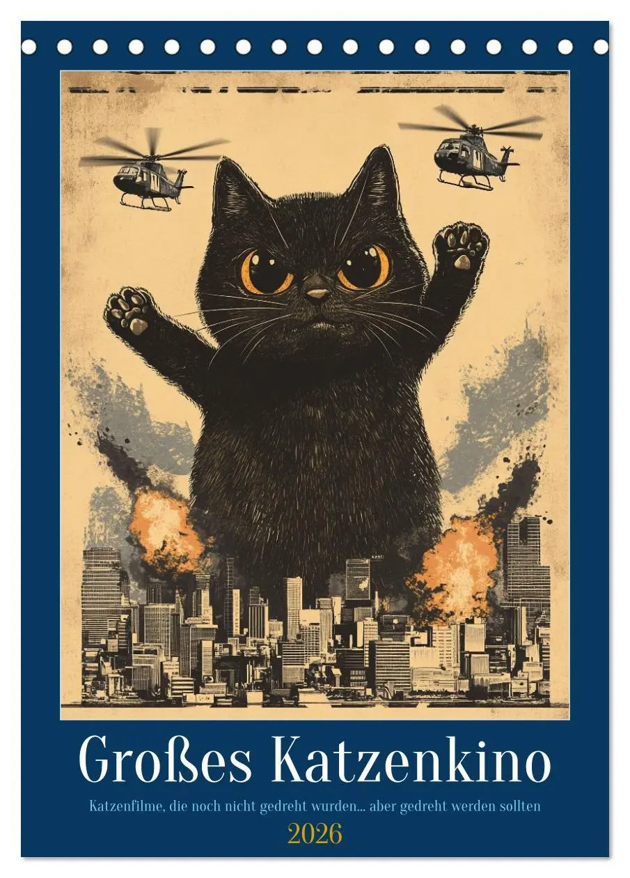 Cover: 9783457260081 | Großes Katzenkino (Tischkalender 2026 DIN A5 hoch), CALVENDO...