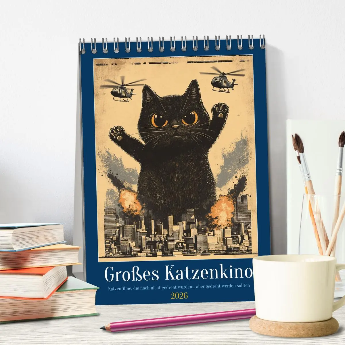Bild: 9783457260081 | Großes Katzenkino (Tischkalender 2026 DIN A5 hoch), CALVENDO...