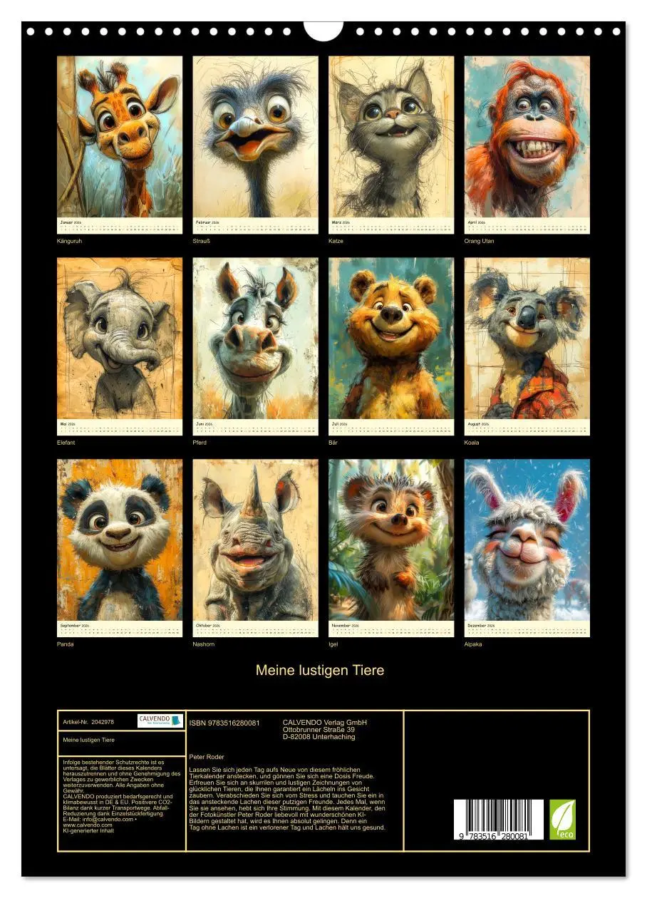 Bild: 9783516280081 | Meine lustigen Tiere (Wandkalender 2026 DIN A3 hoch), CALVENDO...