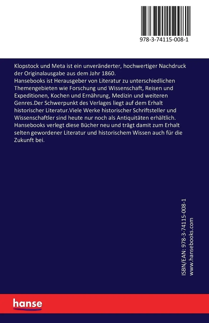 Rückseite: 9783741150081 | Klopstock und Meta | Ludwig Brunier | Taschenbuch | 248 S. | Deutsch