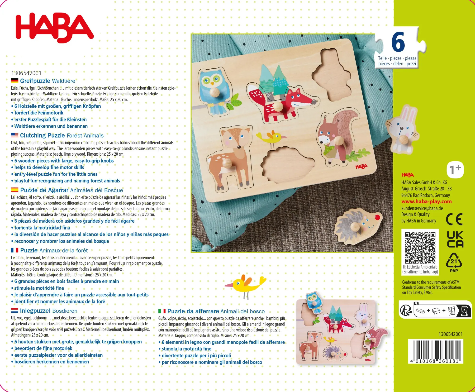 Cover: 4010168260181 | Greifpuzzle Waldtiere | Spiel | 1306542001 | Deutsch | 2022