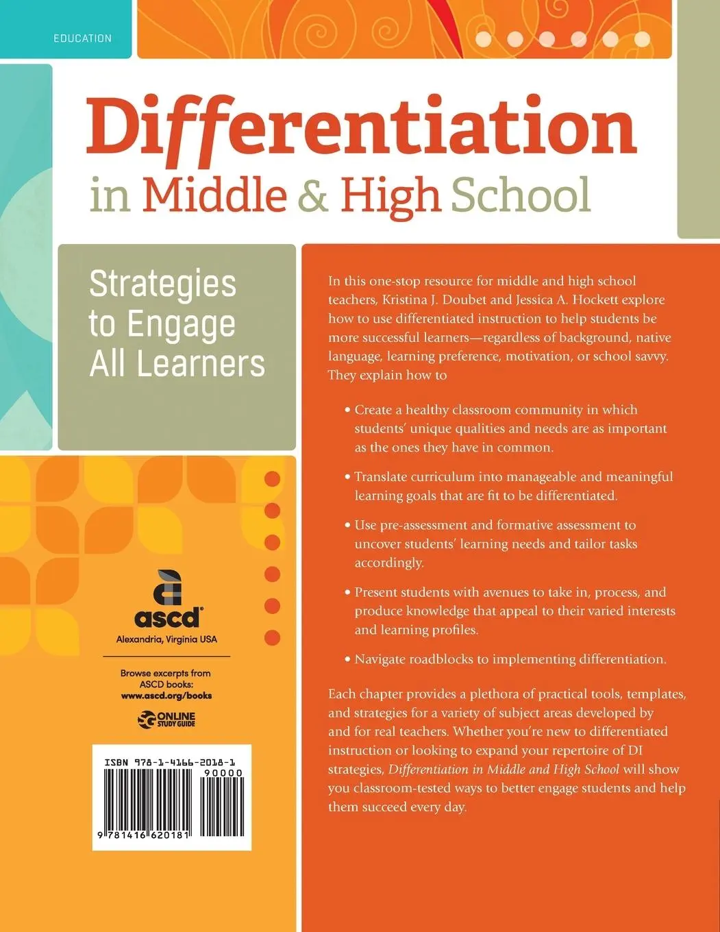 Rückseite: 9781416620181 | Differentiation in Middle and High School | Kristina J Doubet (u. a.)