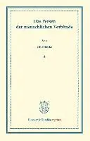 Cover: 9783428160181 | Das Wesen der menschlichen Verbände. Rede, bei Antritt des...