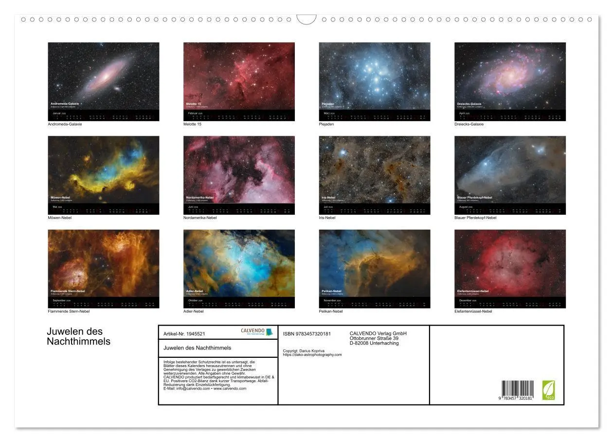 Bild: 9783457320181 | Juwelen des Nachthimmels (Wandkalender 2026 DIN A2 quer), CALVENDO...