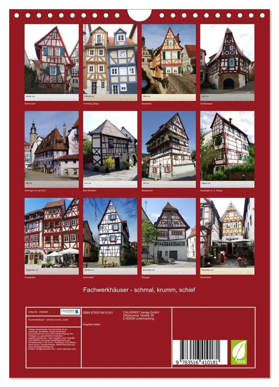 Bild: 9783516410181 | Fachwerkhäuser - schmal, krumm, schief (Wandkalender 2026 DIN A4...