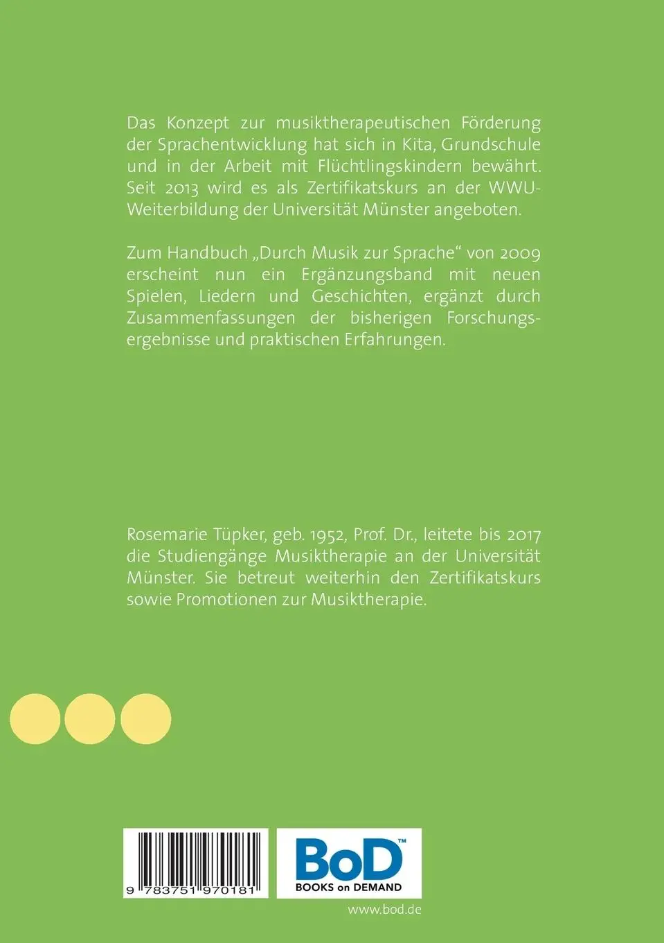 Rückseite: 9783751970181 | Durch Musik zur Sprache - Neue Spiele | Ergänzungsband | Tüpker | Buch