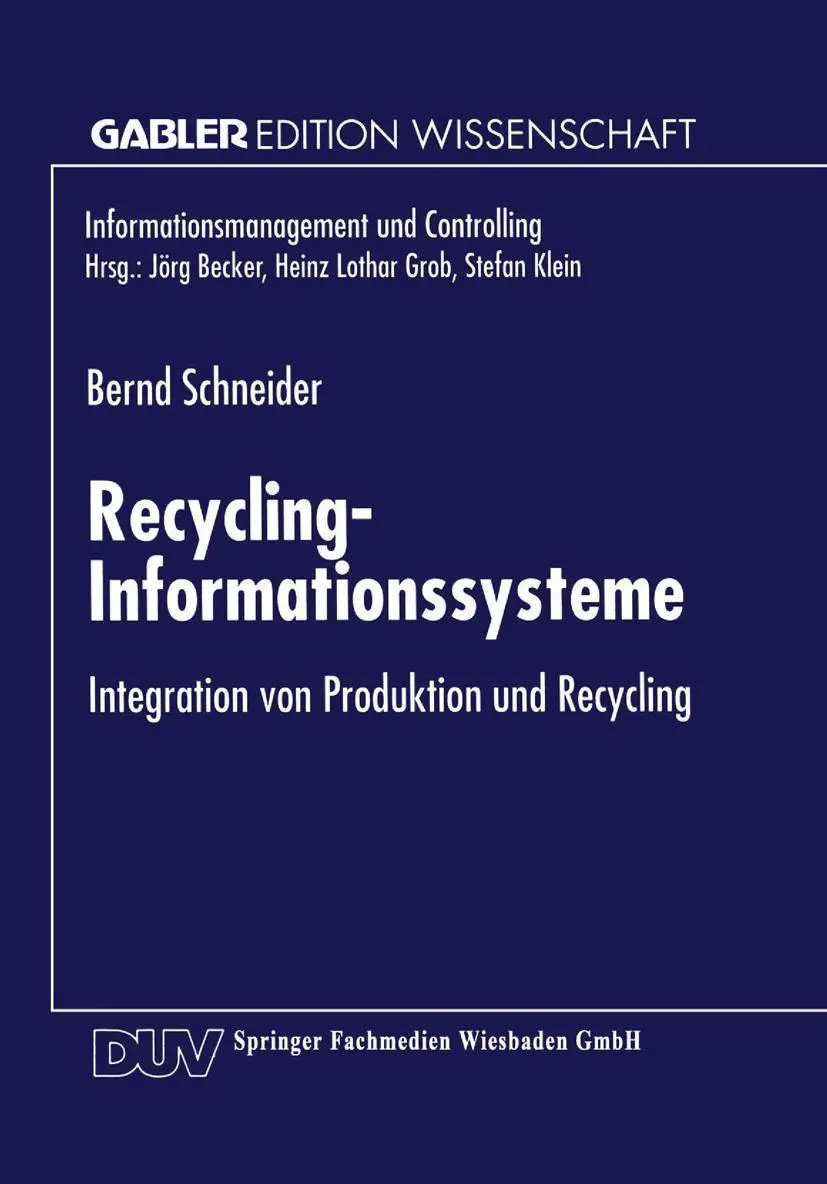 Cover: 9783824470181 | Recycling-Informationssysteme | Bernd Schneider | Taschenbuch | x