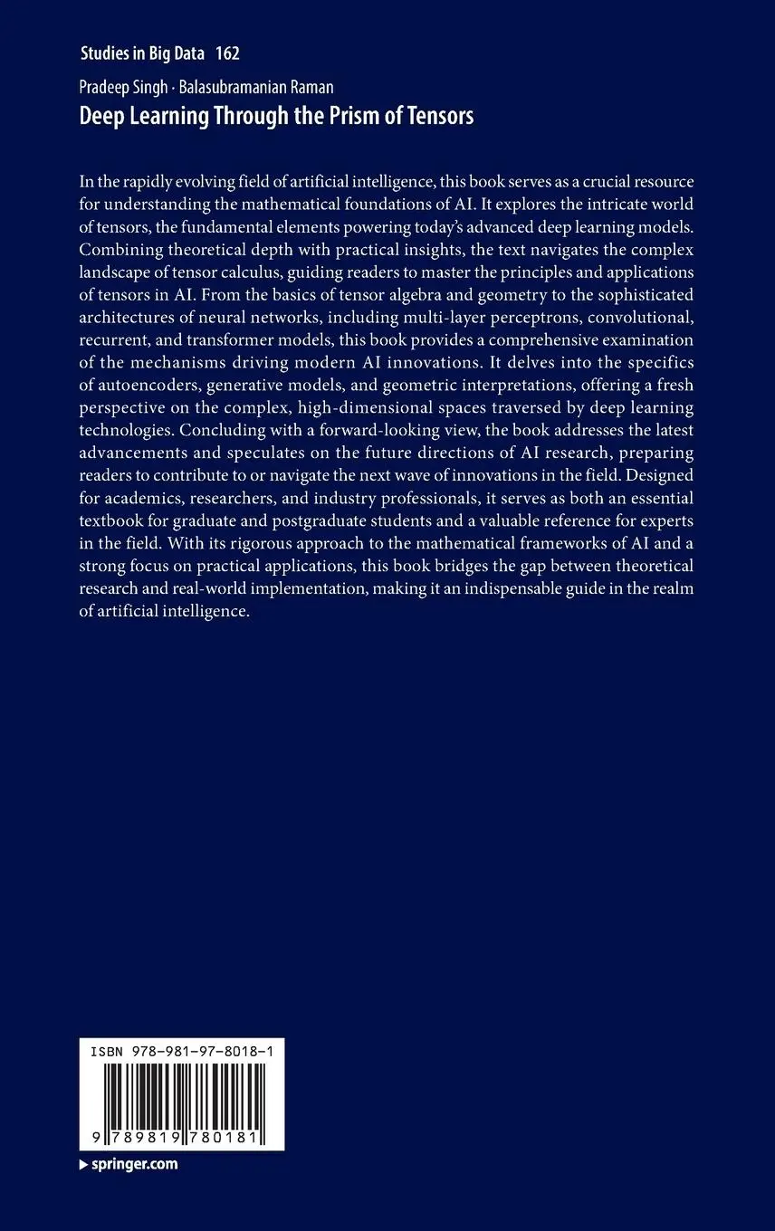 Rückseite: 9789819780181 | Deep Learning Through the Prism of Tensors | Raman (u. a.) | Buch