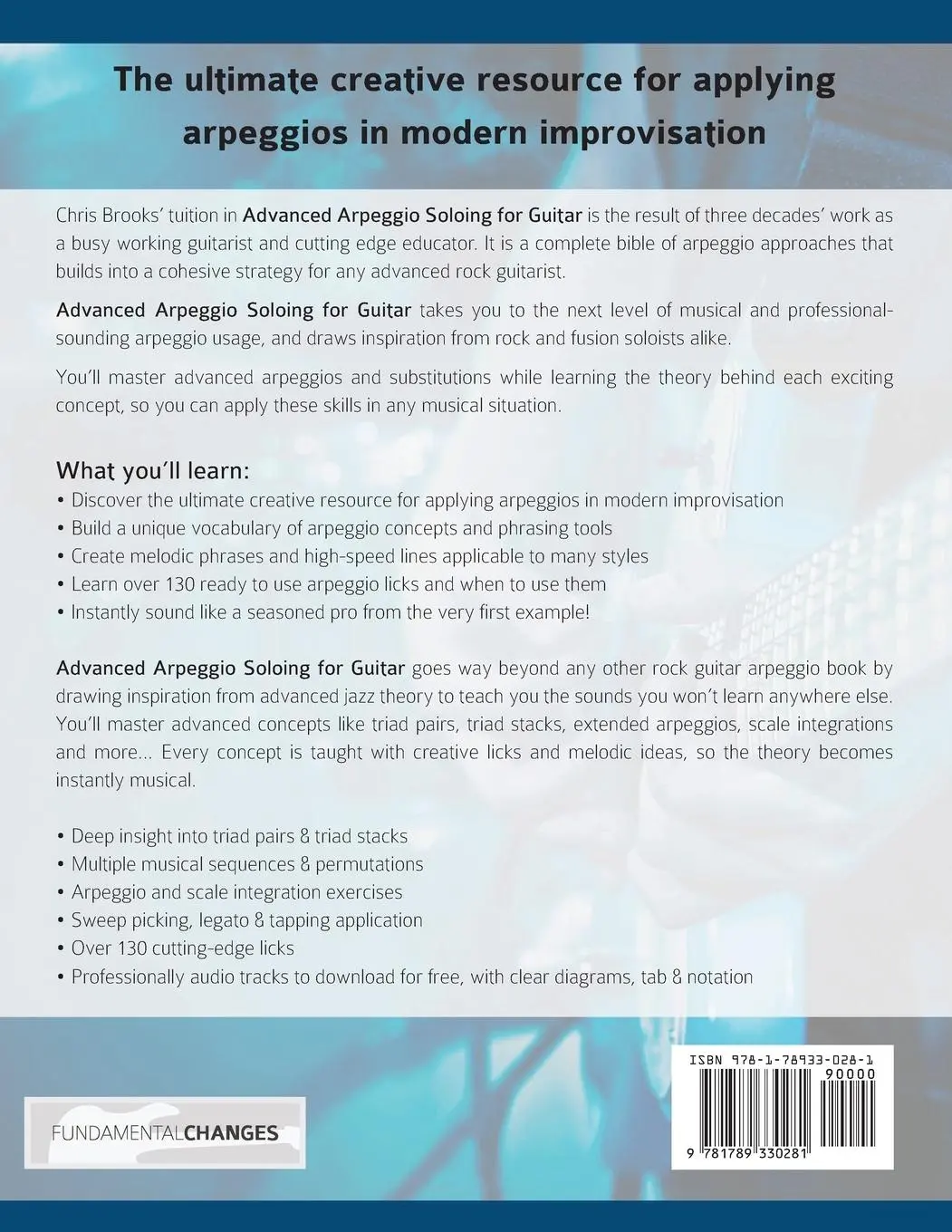 Rückseite: 9781789330281 | Advanced Arpeggio Soloing for Guitar | Chris Brooks (u. a.) | Buch