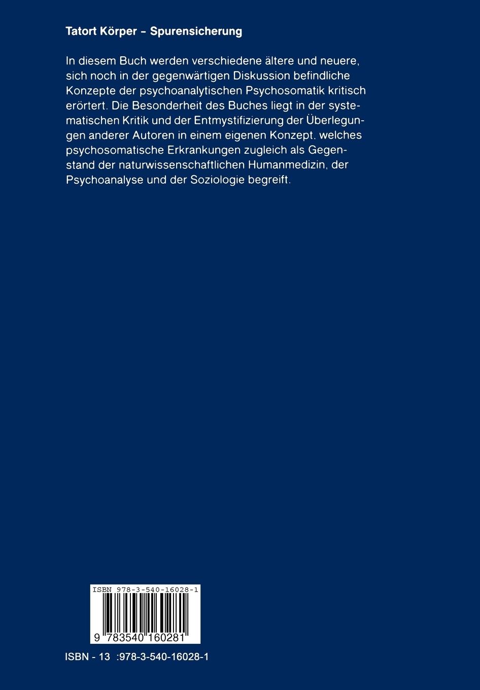 Rückseite: 9783540160281 | Tatort Körper - Spurensicherung | Luciano Alberti (u. a.) | Buch | xiv