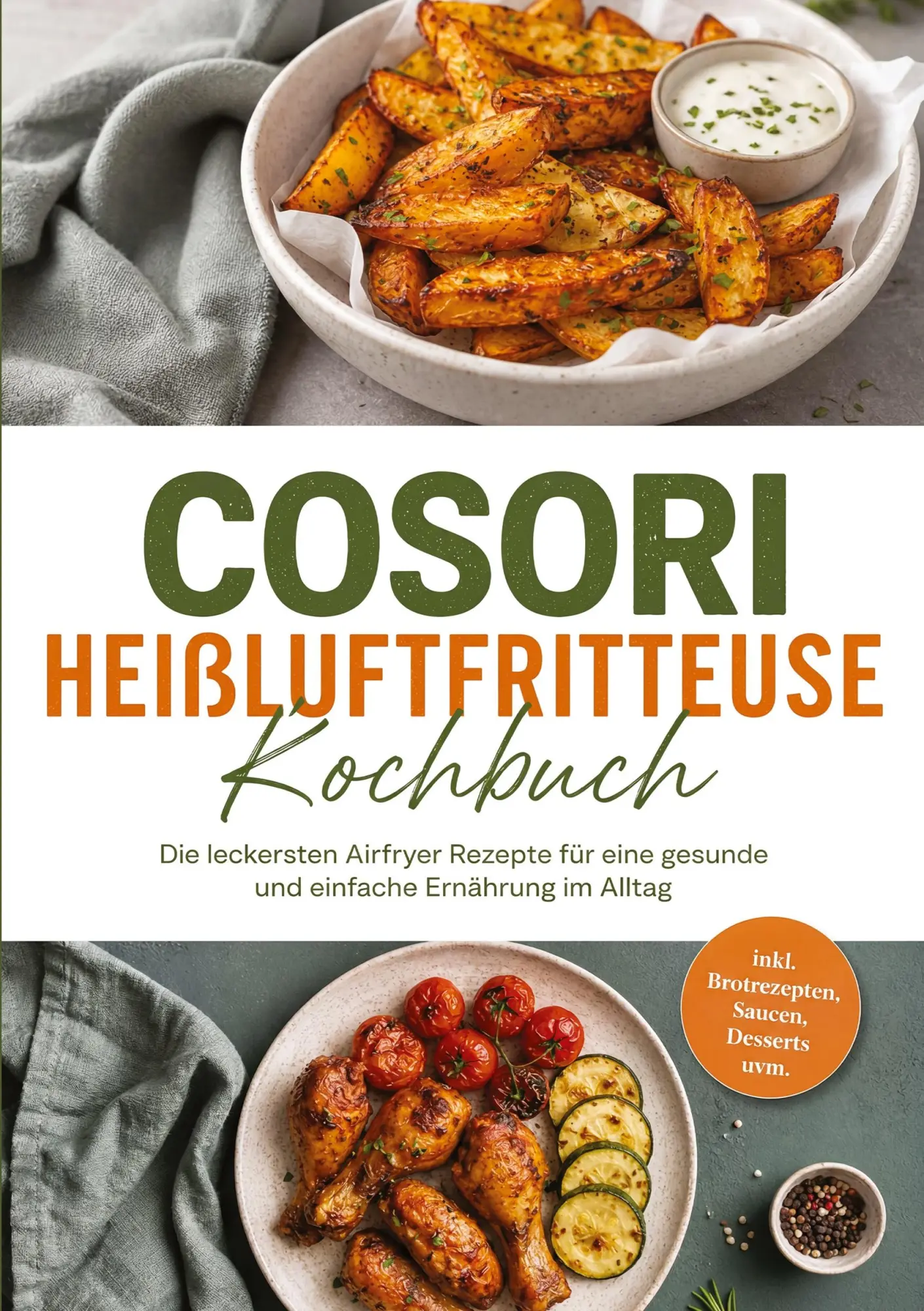 Cosori Heißluftfritteuse Kochbuch: Die leckersten Airfryer Rezepte für eine gesunde und einfache Ernährung im Alltag - inkl. Brotrezepten, Saucen, Desserts uvm.