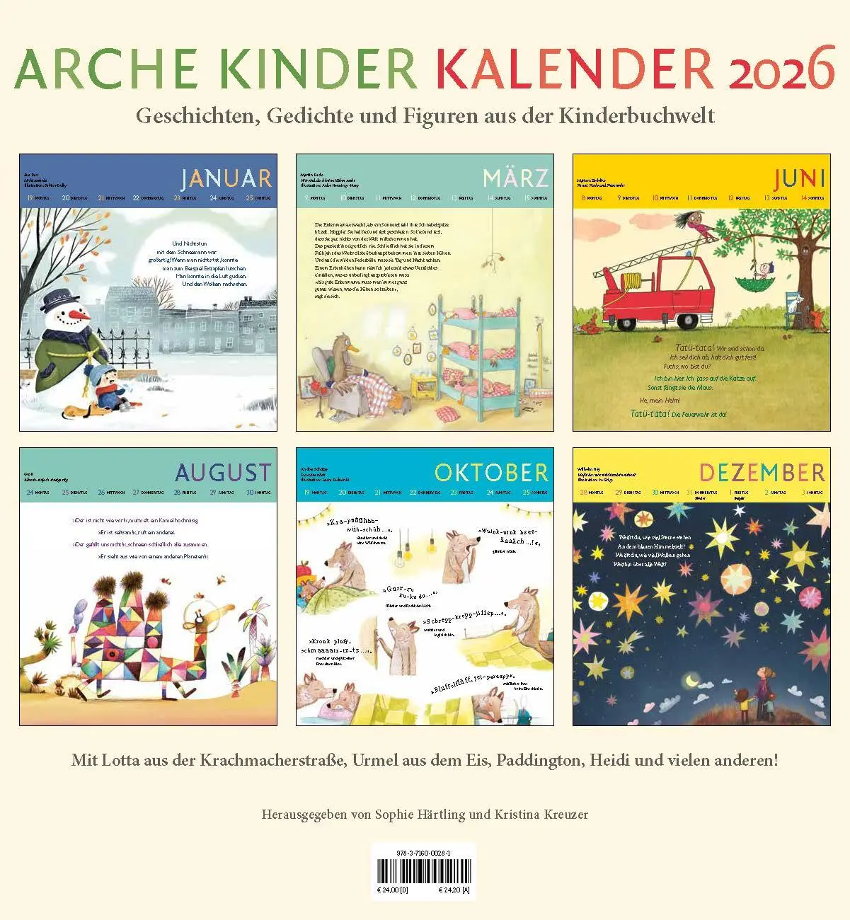 Rückseite: 9783716000281 | Arche Kinder Kalender 2026 | Sophie Härtling (u. a.) | Kalender | 2026