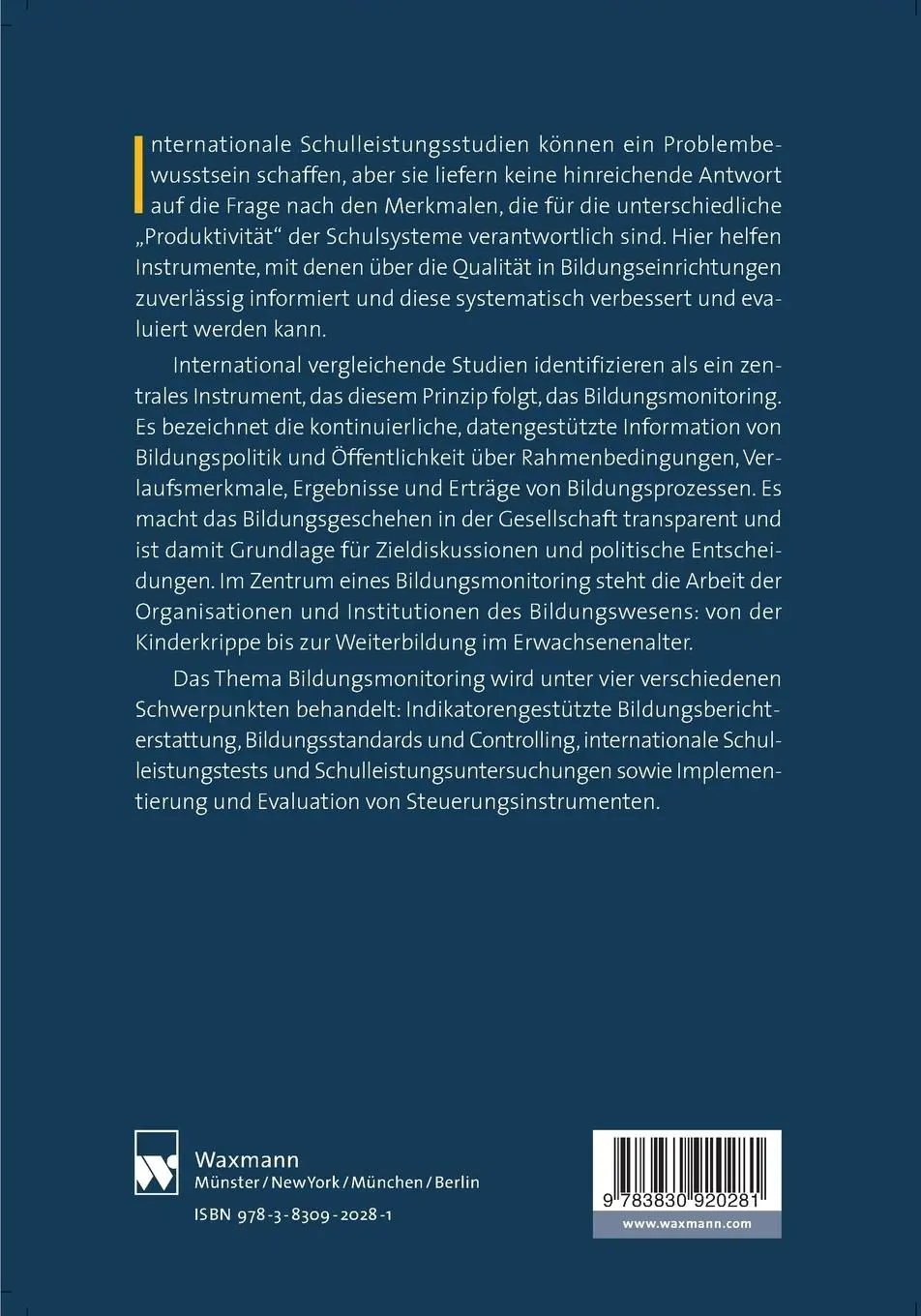 Rückseite: 9783830920281 | Bildungsmonitoring und Bildungscontrolling in nationaler und...