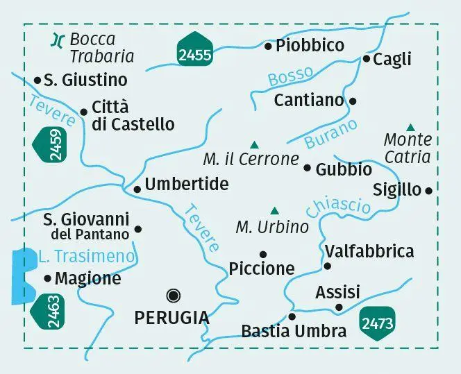 Bild: 9783991540281 | KOMPASS Wanderkarte 2464 Perugia, Assisi, Città di Castello, Gubbio...
