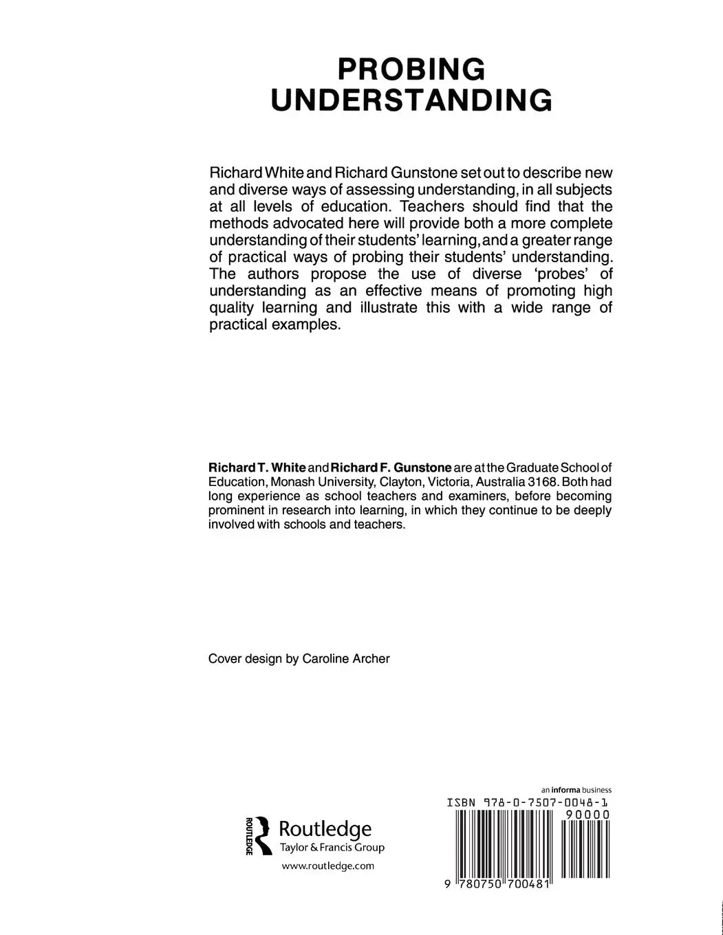 Rückseite: 9780750700481 | Probing Understanding | Richard White (u. a.) | Taschenbuch | Englisch