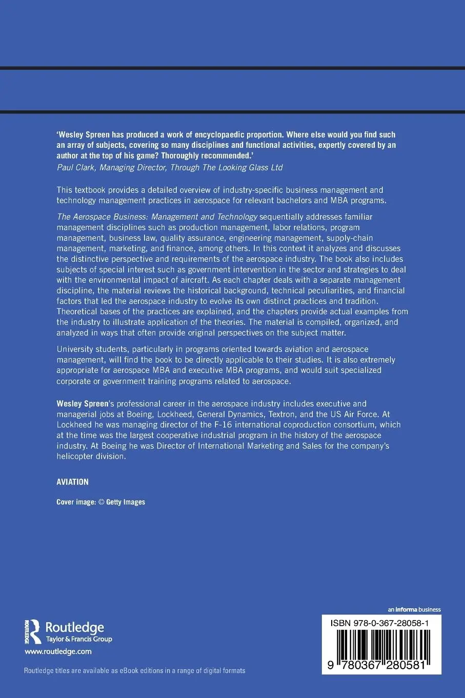 Rückseite: 9780367280581 | The Aerospace Business | Management and Technology | Wesley Spreen