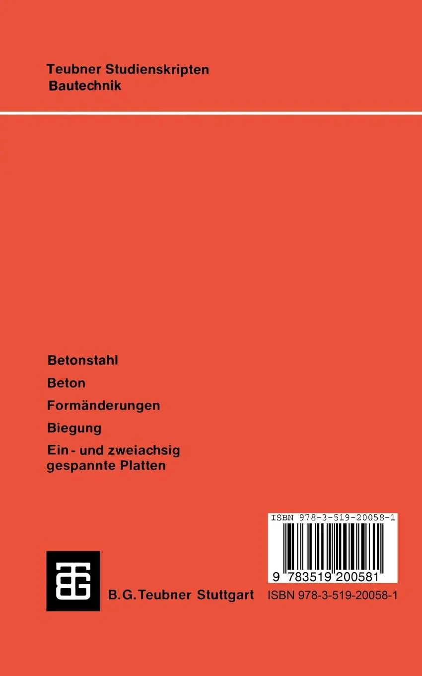 Rückseite: 9783519200581 | Stahlbeton | Einführung in die Berechnung nach DIN 1045 | Homann