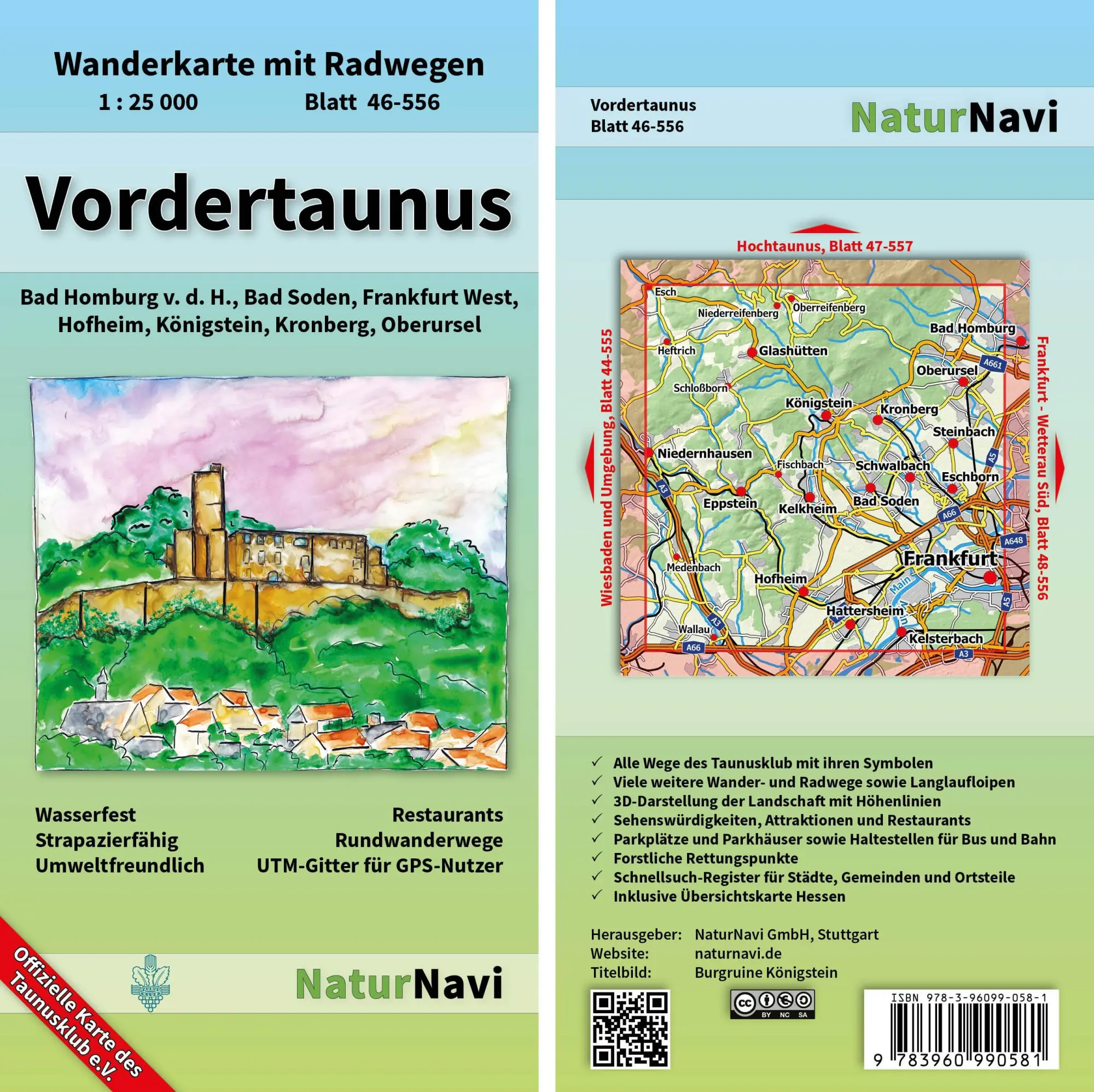 Cover: 9783960990581 | Vordertaunus 1 : 25 000, Blatt 46-556 | NaturNavi | (Land-)Karte