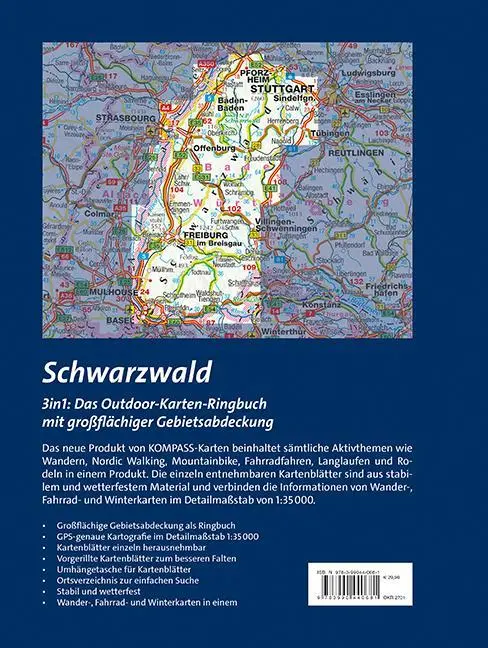 Rückseite: 9783990440681 | KOMPASS Outdoor-Karte Ringbuch Schwarzwald 1:35.000 | Gmbh | 186 S.