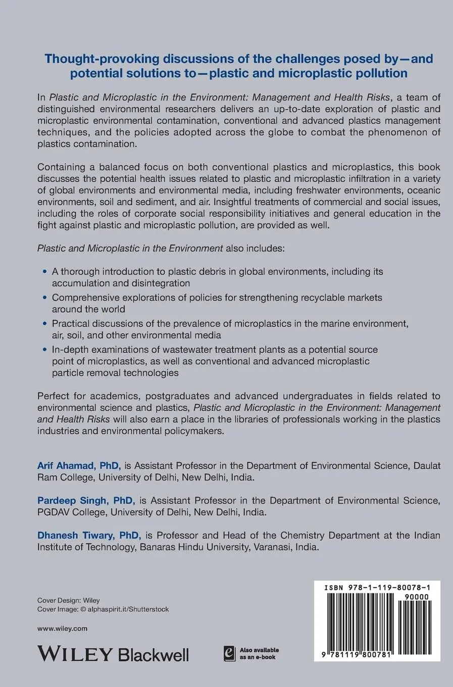 Rückseite: 9781119800781 | Plastic and Microplastic in the Environment | Arif Ahamad (u. a.)