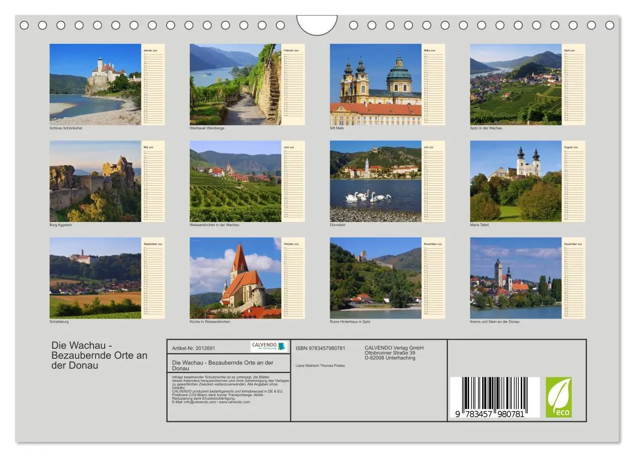 Bild: 9783457980781 | Die Wachau - Bezaubernde Orte an der Donau (Wandkalender 2026 DIN...