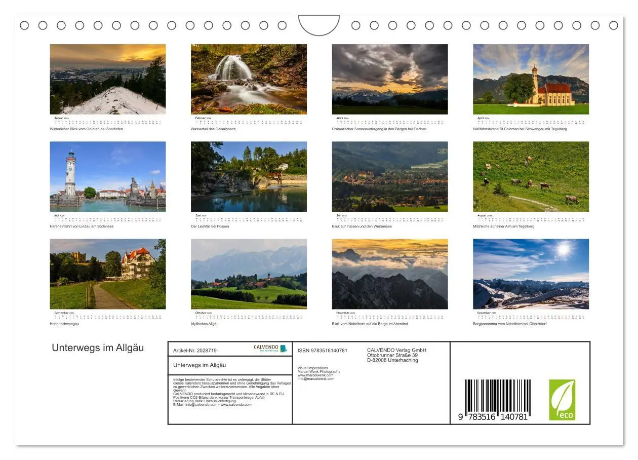 Bild: 9783516140781 | Unterwegs im Allgäu (Wandkalender 2026 DIN A4 quer), CALVENDO...