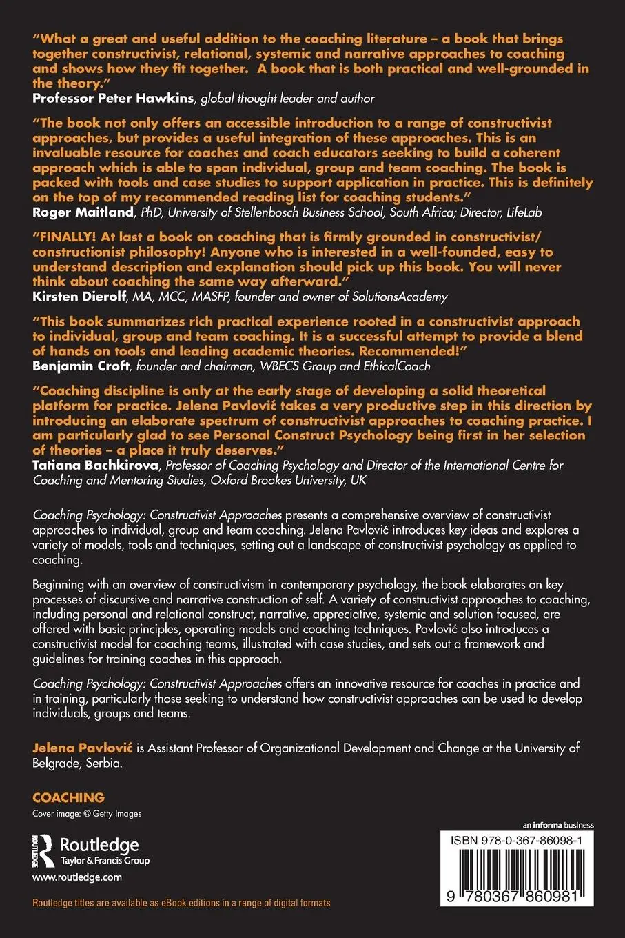Rückseite: 9780367860981 | Coaching Psychology | Constructivist Approaches | Jelena Pavlovi¿
