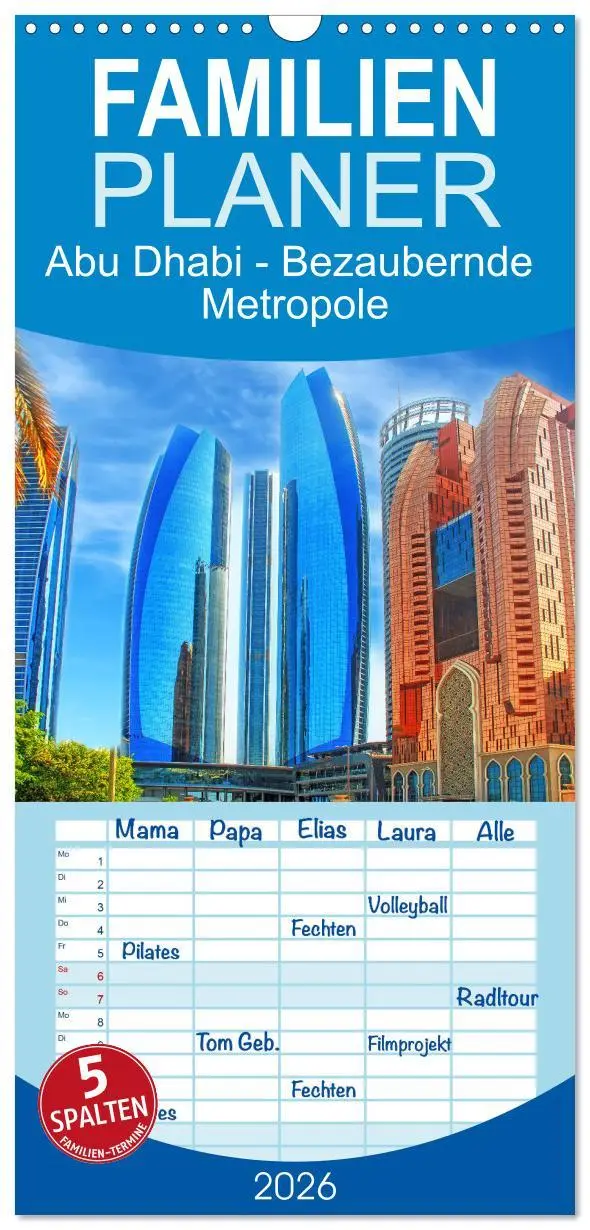 Cover: 9783516500981 | Familienplaner 2026 - Abu Dhabi - Bezaubernde Metropole mit 5...