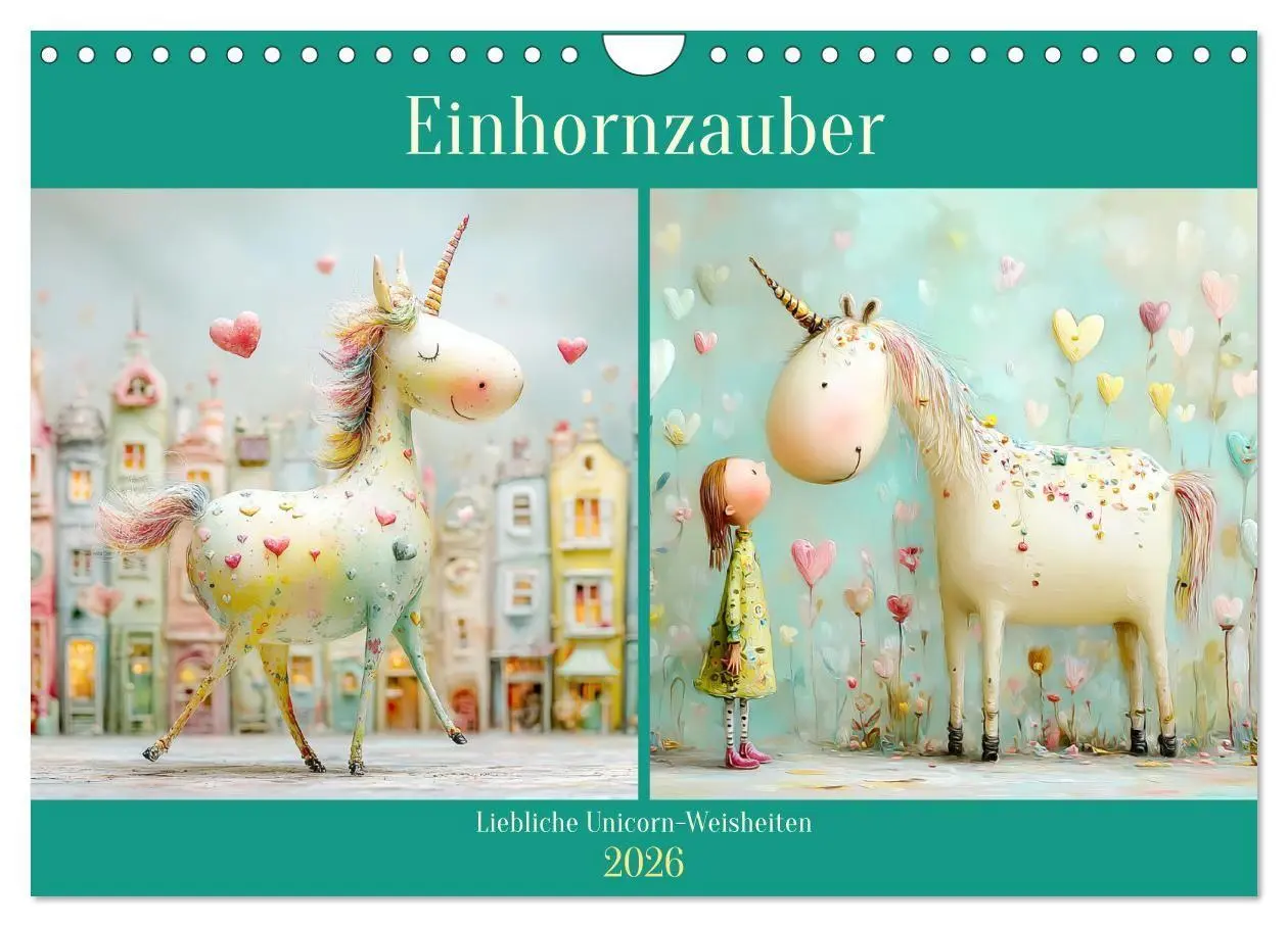 Cover: 9783516740981 | Einhornzauber. Liebliche Unicorn-Weisheiten (Wandkalender 2026 DIN...