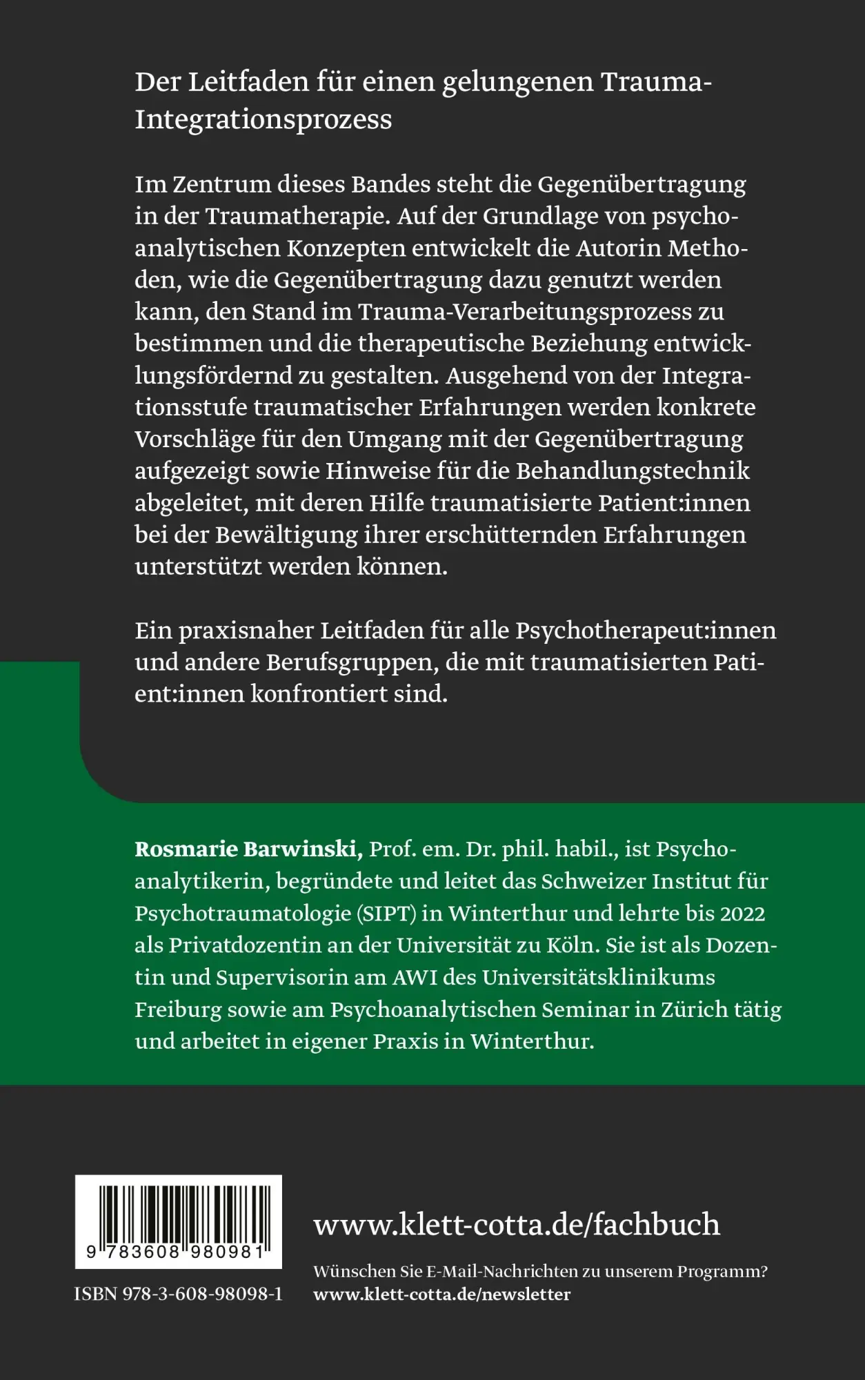Rückseite: 9783608980981 | Trauma und Gegenübertragung (Traumafolgestörungen, Bd. 4) | Barwinski