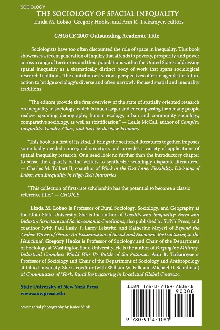 Rückseite: 9780791471081 | The Sociology of Spatial Inequality | Linda M. Lobao (u. a.) | Buch