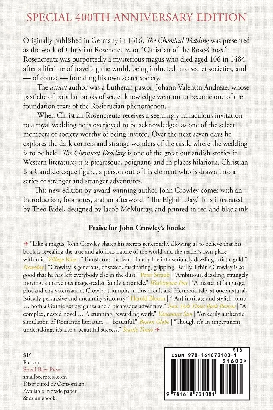 Rückseite: 9781618731081 | The Chemical Wedding | John Crowley | Taschenbuch | Englisch | 2016