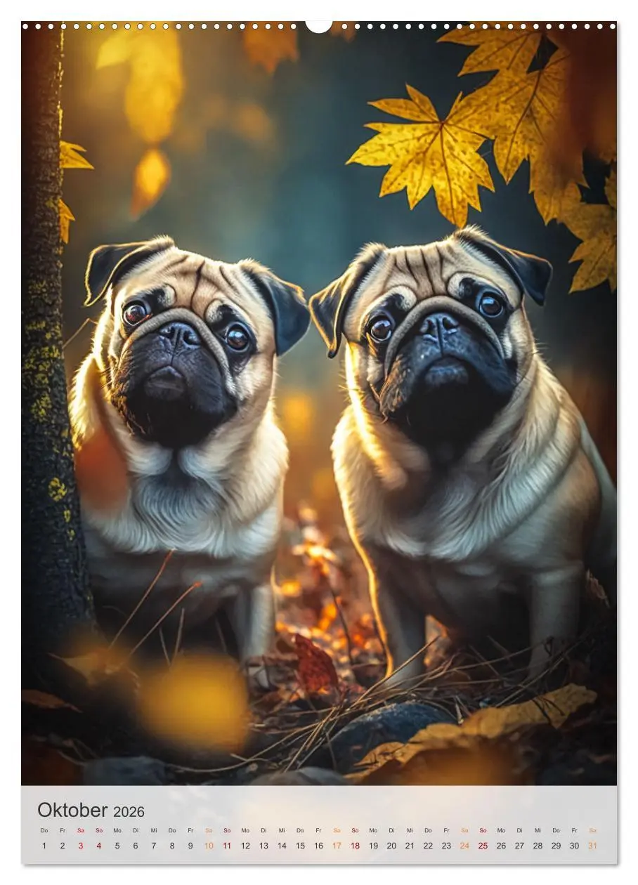 Bild: 9783516321081 | Mein Mops-Kalender (Wandkalender 2026 DIN A2 hoch), CALVENDO...