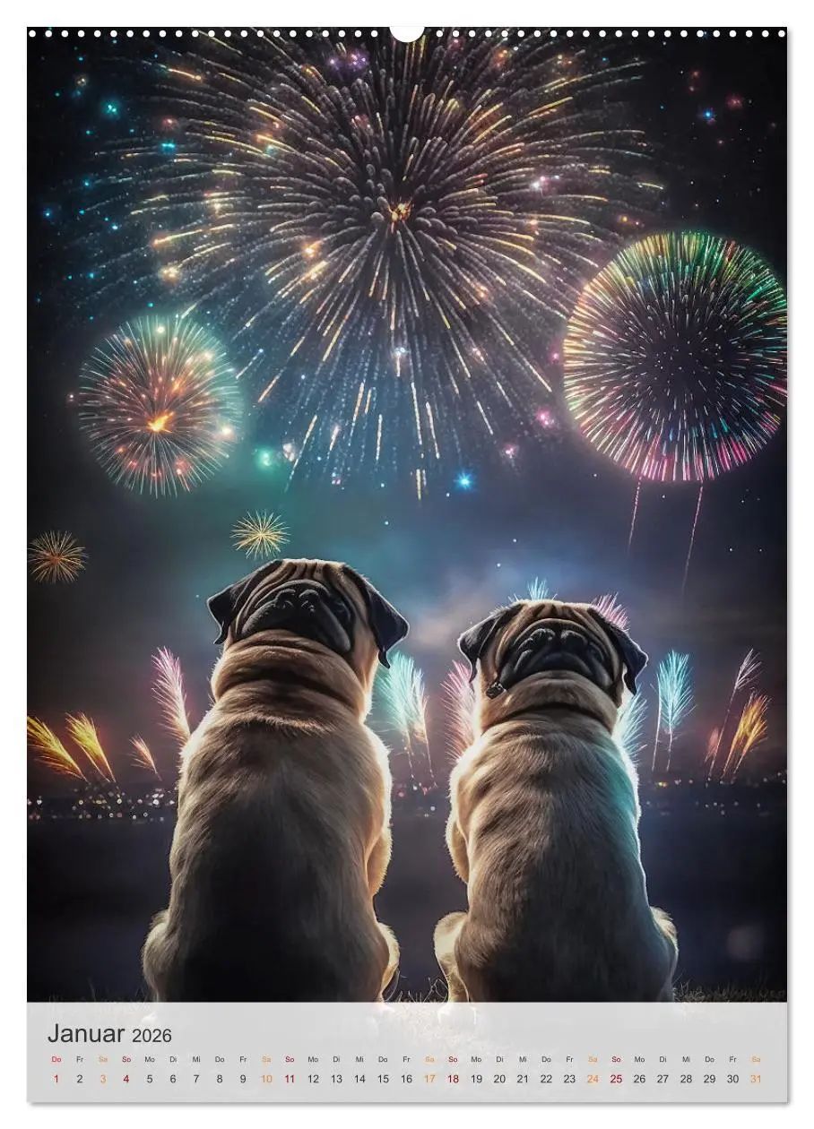 Bild: 9783516321081 | Mein Mops-Kalender (Wandkalender 2026 DIN A2 hoch), CALVENDO...