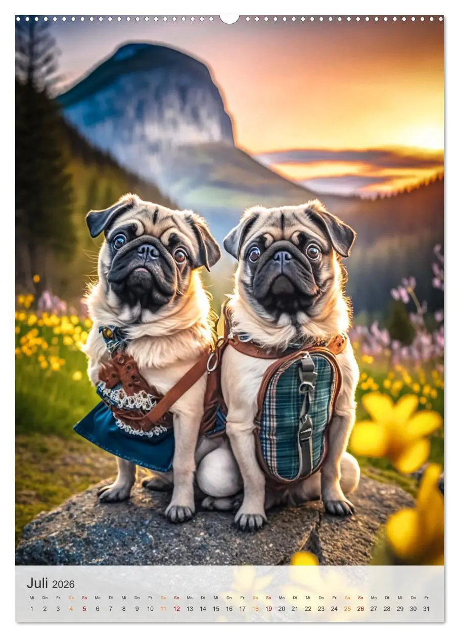 Bild: 9783516321081 | Mein Mops-Kalender (Wandkalender 2026 DIN A2 hoch), CALVENDO...