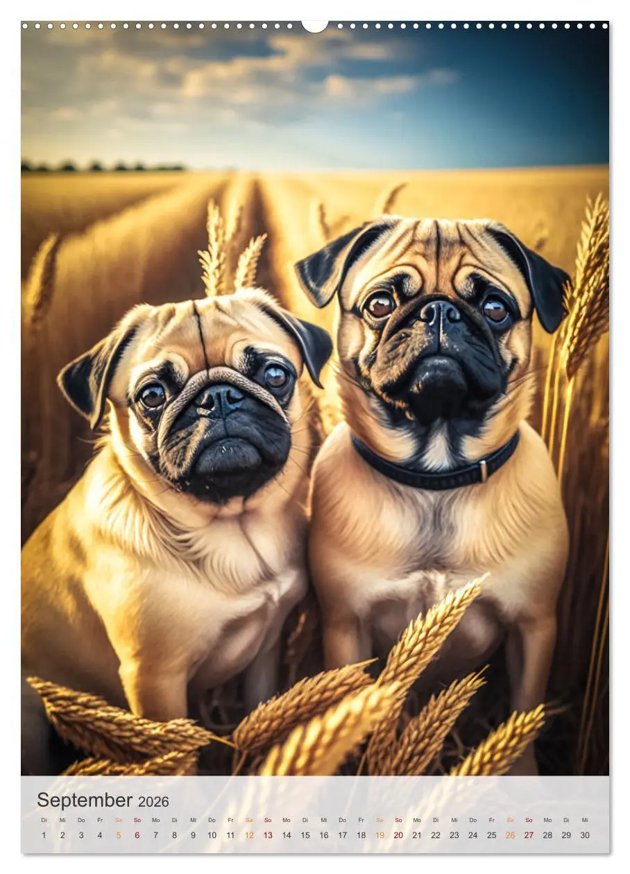 Bild: 9783516321081 | Mein Mops-Kalender (Wandkalender 2026 DIN A2 hoch), CALVENDO...