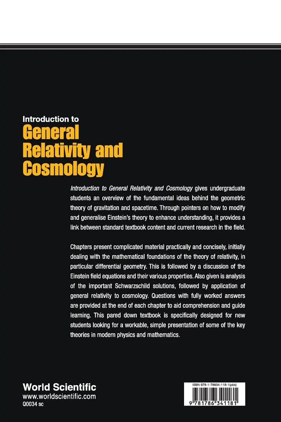 Rückseite: 9781786341181 | INTRODUCTION TO GENERAL RELATIVITY AND COSMOLOGY | Christian G Bohmer