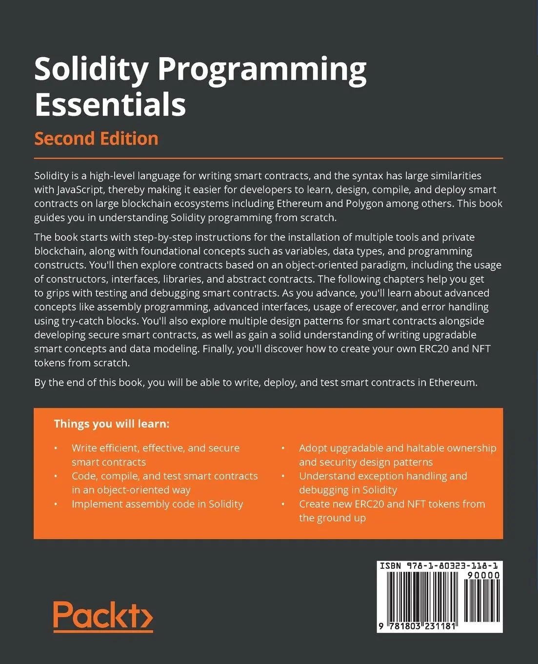 Rückseite: 9781803231181 | Solidity Programming Essentials - Second Edition | Ritesh Modi | Buch