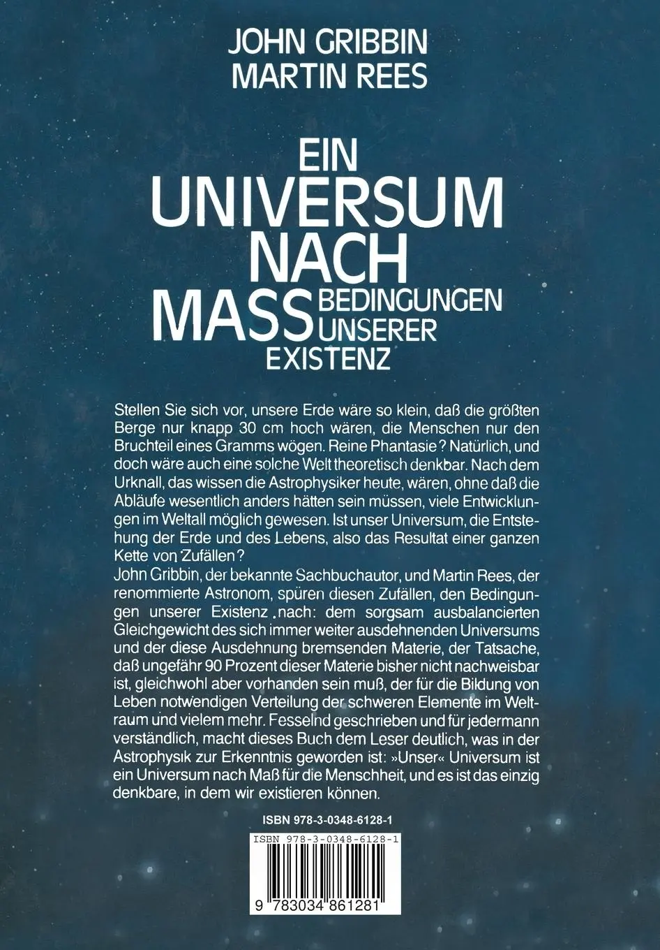 Rückseite: 9783034861281 | Ein Universum nach Maß | Bedingungen unserer Existenz | Rees (u. a.)