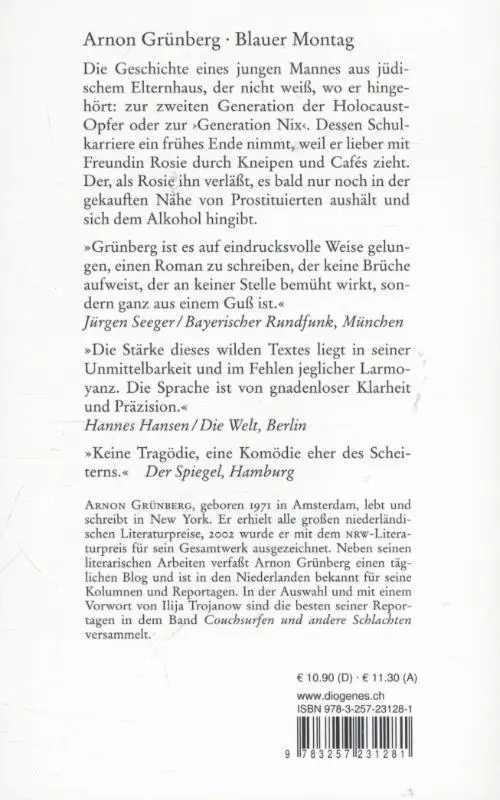 Rückseite: 9783257231281 | Blauer Montag | Arnon Grünberg | Taschenbuch | Diogenes Taschenbücher