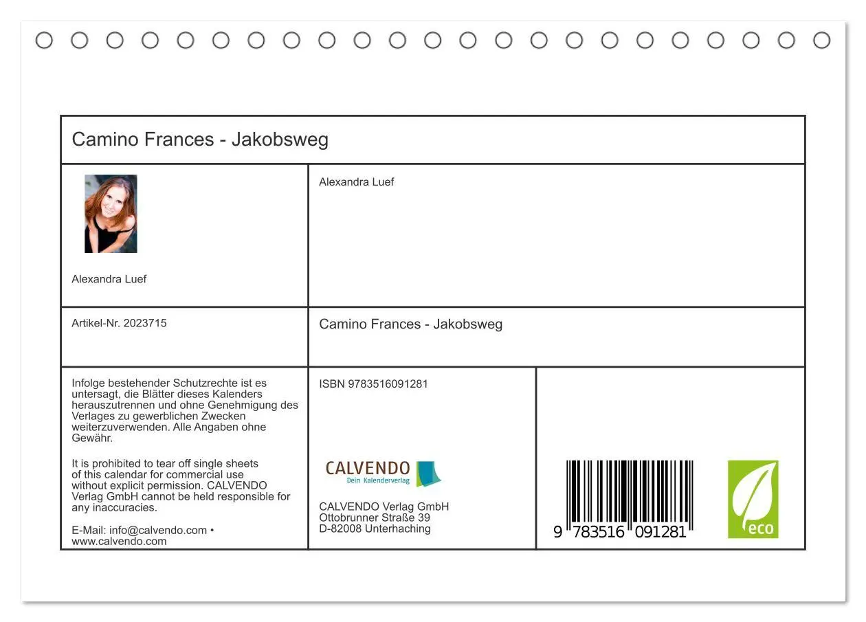 Bild: 9783516091281 | Camino Frances - Jakobsweg (Tischkalender 2026 DIN A5 quer),...