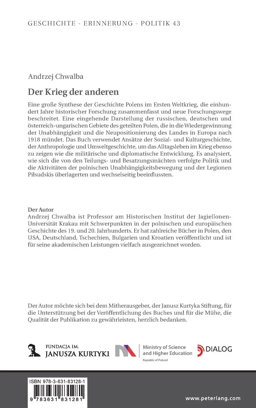 Rückseite: 9783631831281 | Der Krieg der anderen | Die Polen und der Erste Weltkrieg 1914¿1918