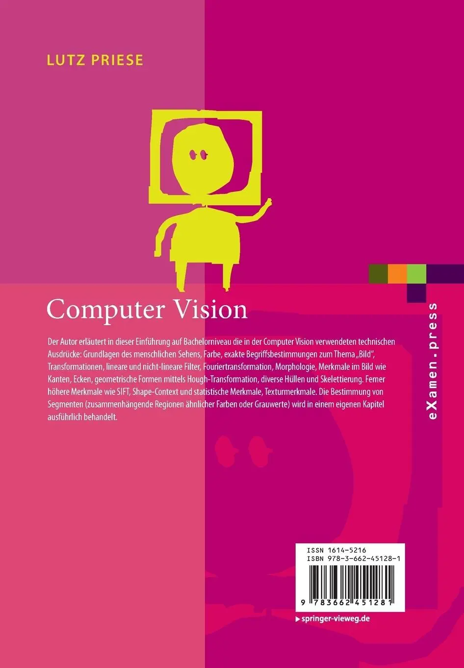 Rückseite: 9783662451281 | Computer Vision | Lutz Priese | Taschenbuch | xvii | Deutsch | 2015